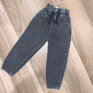 Zara girls gray denim paper bag jeans